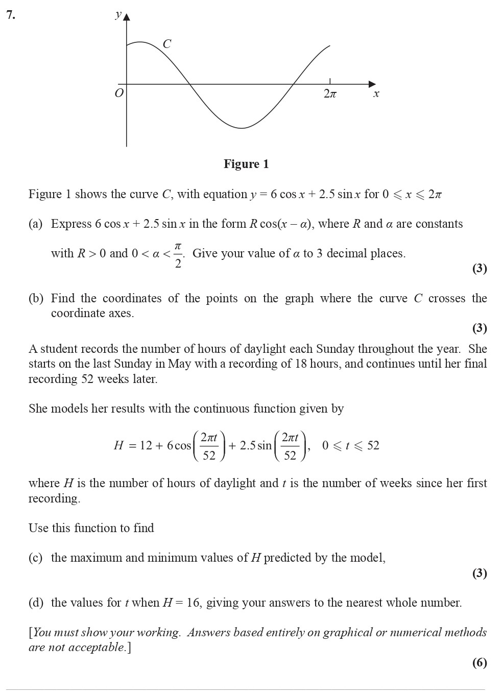 Figure-1-shows-the-curve-$C$,-with-equation-$y-=-6-\,--ext{cos}-\,-x-+-2.5-\,--ext{sin}-\,-x$-for-$0-\leq-x-\leq-2\pi$-Edexcel-A-Level Maths Pure-Question 2-2014-Paper 6.png